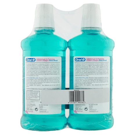 Oral-B Collutorio Denti e Gengive Senza Alcool Menta 2x500 ml